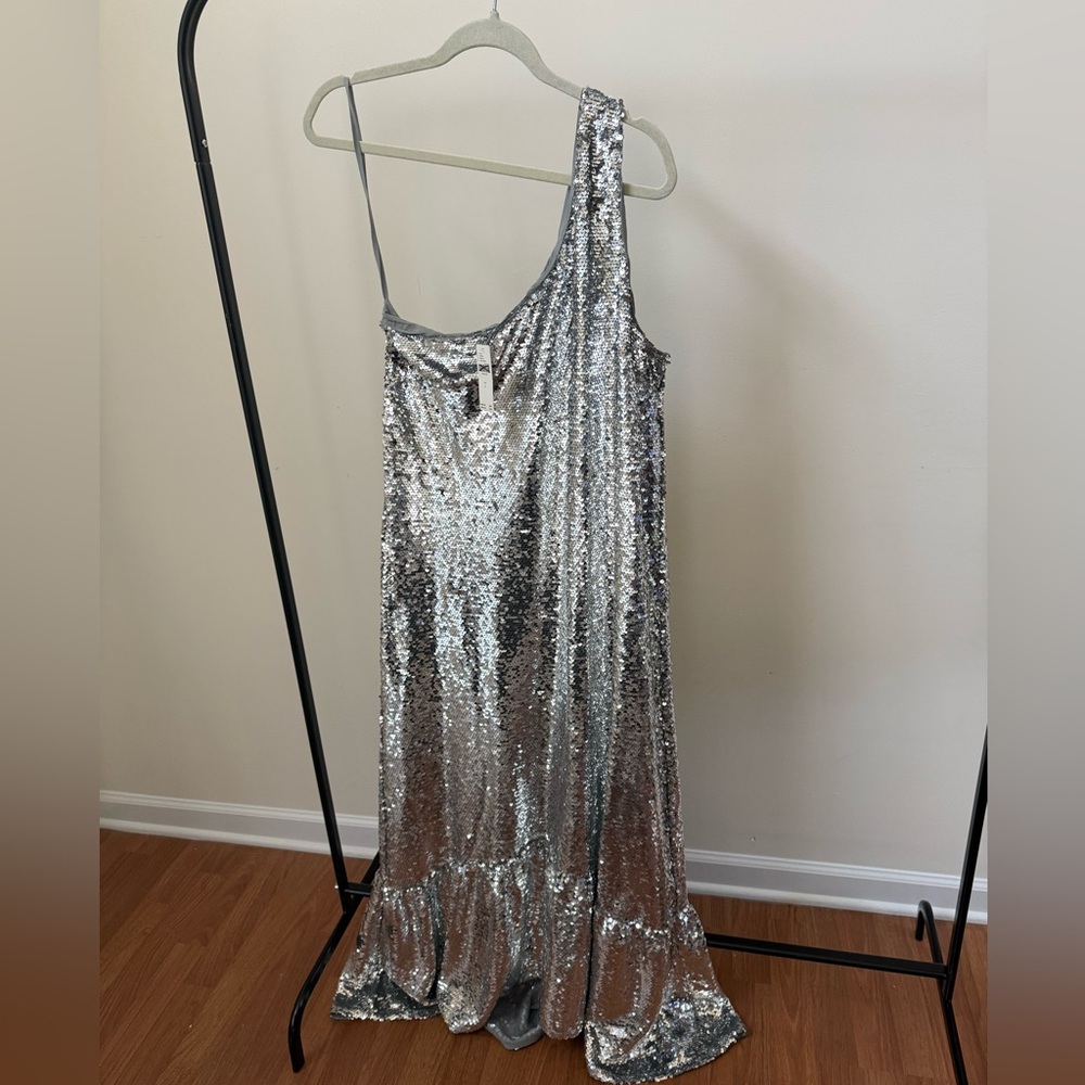 NWT Anthropologie Maeve One-Shoulder Sequin Dress - Picture 8 of 11